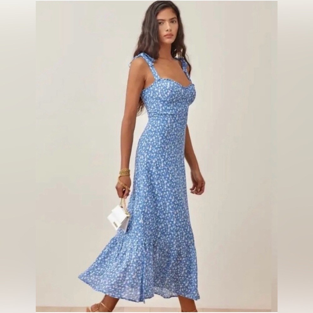 Reformation Nikita Dress Marie Blue White Floral